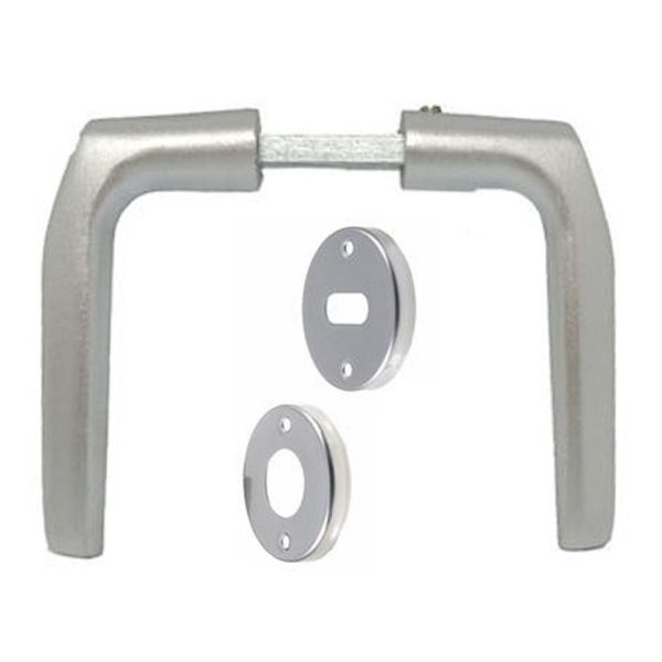 Πόμολα Σιδερόπορτας (Ζευγάρι) Κοφτό Ασημί Αλουμινίου ΝΕΟΞΑΛ 110/20