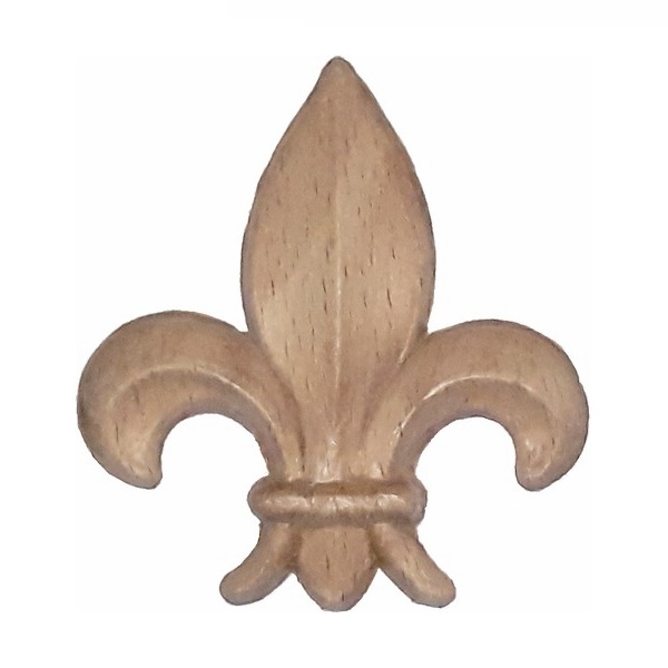 Ξυλόγλυπτο Διακοσμητικό Φυσικού Ξύλου Κρίνο Fleur De Lis 50x55mm Ιταλίας MG11035