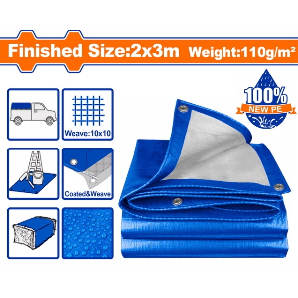 WADFOW WTQ1823 Μουσαμάς Αδιάβροχος με Κρίκους Μπλε 110gr/m² 2x3m