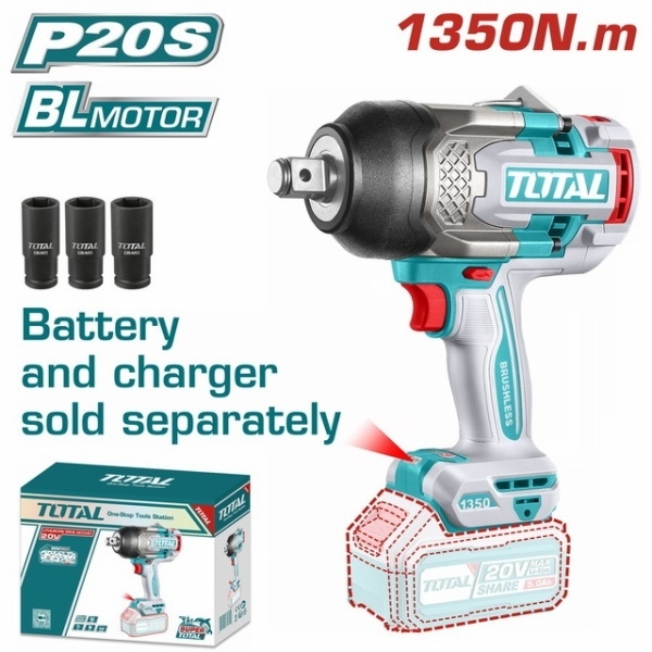 TOTAL TIWLI201351 Μπουλονόκλειδο Μπαταρίας 20V 1350Nm SOLO Χωρίς Μπαταρία & Φορτιστή