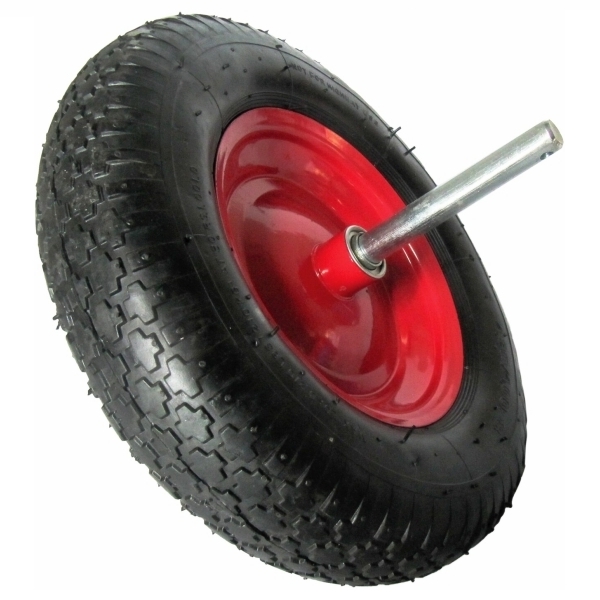 Ρόδα Καροτσιού Οικοδομής 4.00-8 2PR Κομπλέ με Άξονα, Μεταλλική Ζάντα & Σαμπρέλα