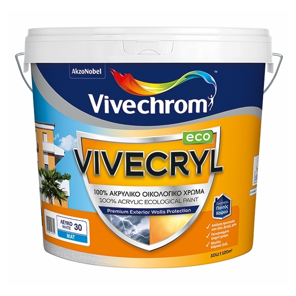 VIVECRYL ECO 100% Ακρυλικό Οικολογικό Χρώμα Εξωτερικής Χρήσης