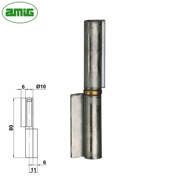Μεντεσές Κολλητός Φ10x80mm Μονό Φτερό Αριστερό Amig Mod.2