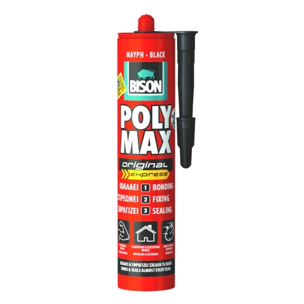 Bison Poly Max Express 280ml Μαύρη Σφραγιστική Σιλικόνη