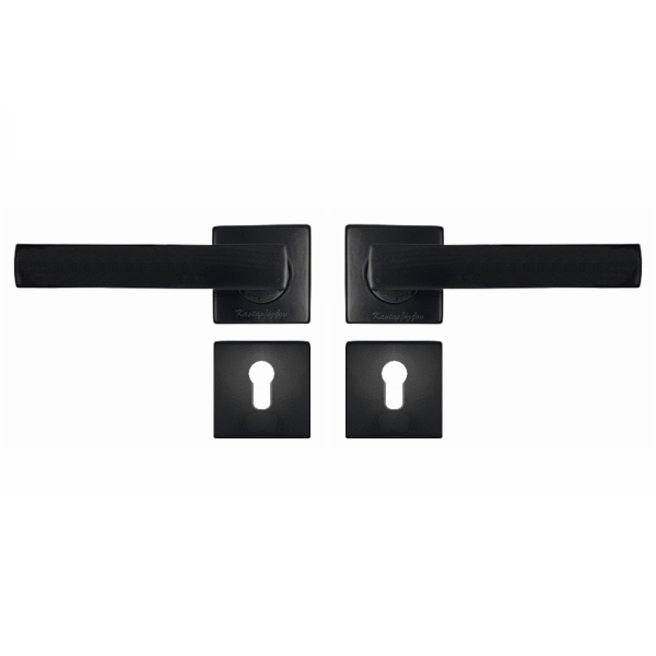 Πόμολα Εξώπορτας Ζευγάρι Ροζέτα Μαύρο 52081