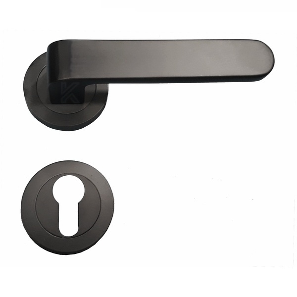 Πόμολα Εξώπορτας Ροζέτα Φιξ Δεξί Μαύρο A-6839C MB-R