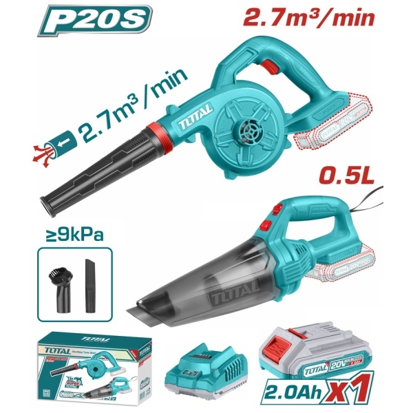 TOTAL TOSLI240998E Σετ Φυσητήρας με Σκουπάκι 20V 1x2Ah