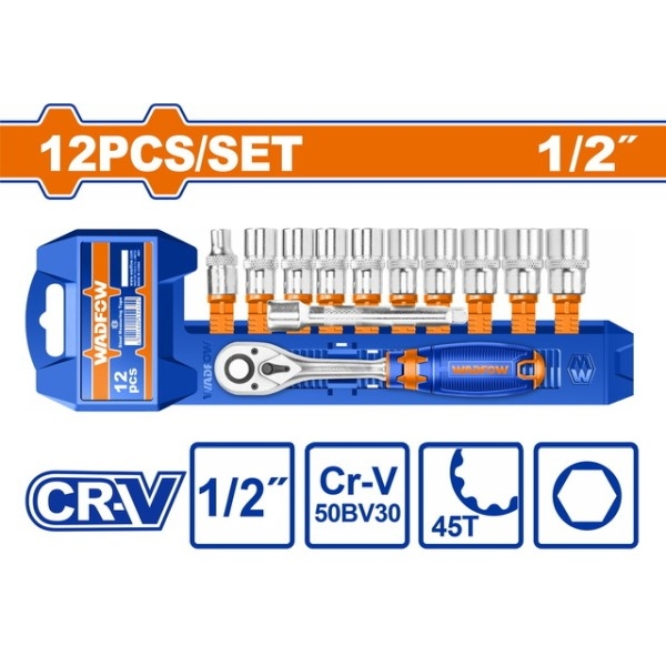 WADFOW WST2212 Σετ 12τμχ Καστάνια 1/2 με Καρυδάκια