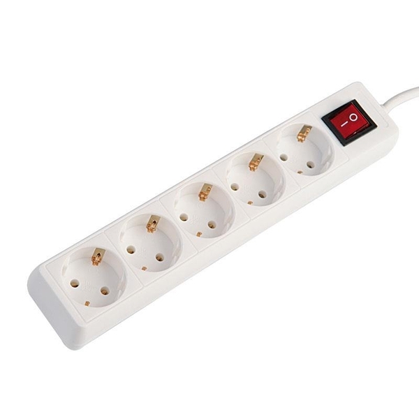 Πολύπριζο 5 Θέσεων Πλάγιο με Διακόπτη & Καλώδιο 1,5μ 3x1,5mm