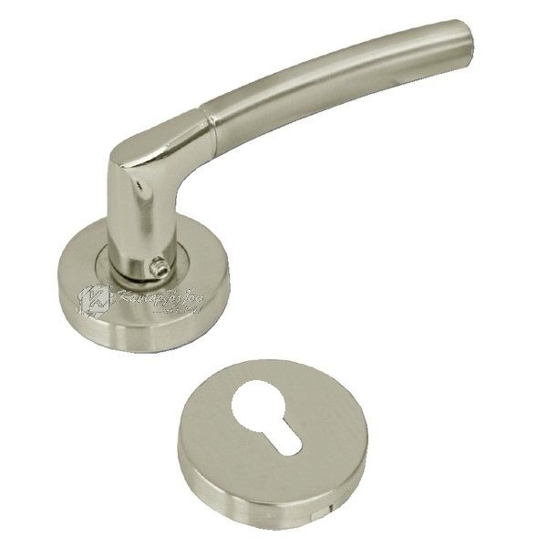 Πόμολα Εξώπορτας Ροζέτα Φιξ Δεξί Νίκελ Ματ/Χρώμιο 3008