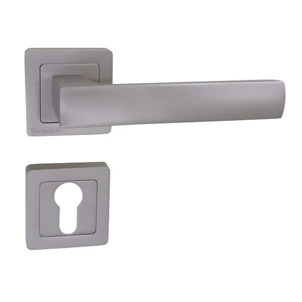 Πόμολα Εξώπορτας Ροζέτα Φιξ Νίκελ Ματ Ζευγάρι MX Melina