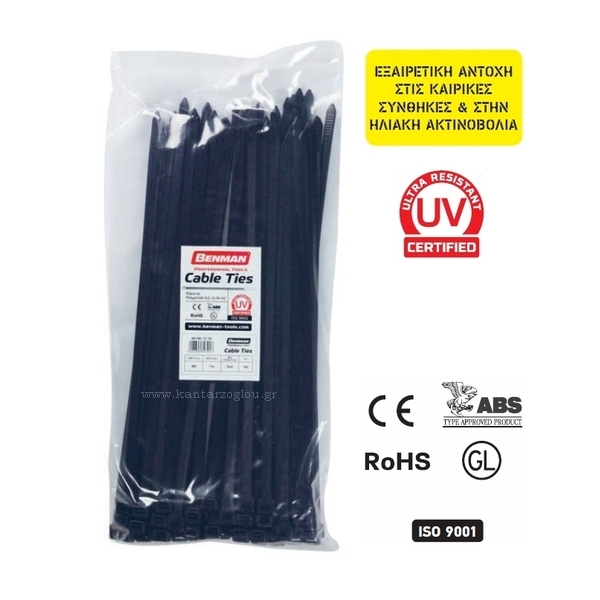 Δεματικά Καλωδίων 100τεμ 100x2,5mm Μαύρα Benman 70782