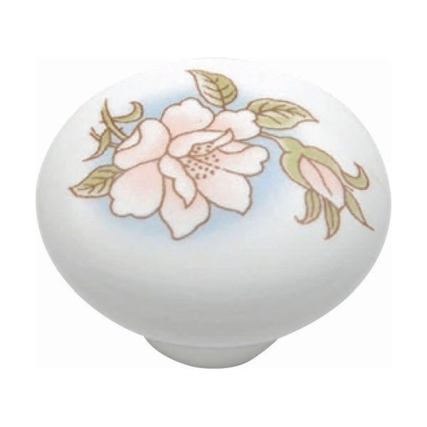 Πόμολα Επίπλων Πορσελάνης Λευκή Άνθος 32mm Import Hellas 3094-2