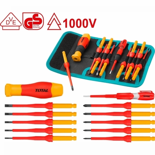 Total THKISD1201 Σετ 12τμχ Κατσαβίδια Ηλεκτρολόγου Εναλλαγής VDE 1000V