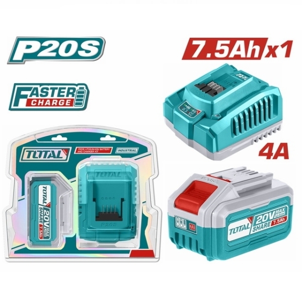 TOTAL TFBCPK1417E Σετ Μπαταρία 7,5 Ah 20V & Φορτιστής