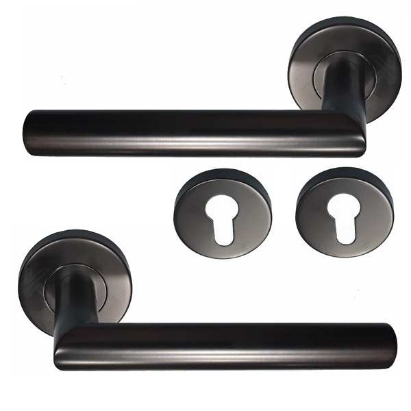 Πόμολα Εξώπορτας Ροζέτα Φιξ (Ζευγάρι) Μαύρο S-01/01 (304)