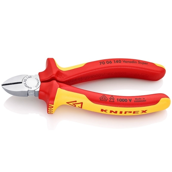 Knipex 7006140 140mm VDE Πλαγιοκόφτης Ηλεκτρολόγου Βαριάς Μόνωσης