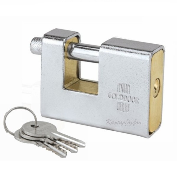 Λουκέτο Τάκος Ορειχάλκινο με Επικάλυψη από Ατσάλι 70mm Golddoor