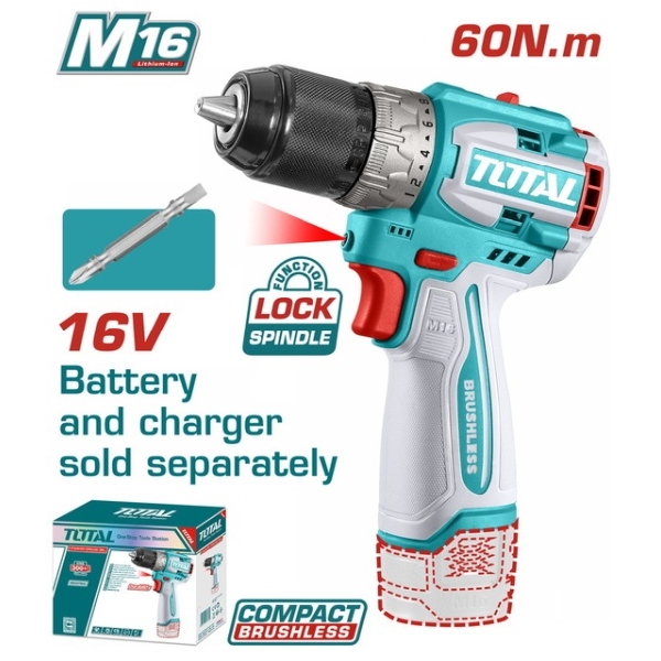 TOTAL TDLI16681 Δραπανοκατσάβιδο Μπαταρίας 16V 60Nm SOLO (Χωρίς Μπαταρία & Φορτιστή)