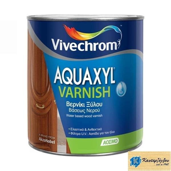 AQUAXYL VARNISH 0,75L 701 Άχρωμο Βερνίκι Εμποτισμού Ξύλου Βάσεως Νερού Γυαλιστερό