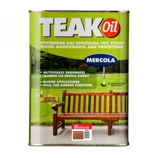 MERCOLA TEAK OIL RENOVATOR Προστατευτικό Λάδι Ξύλου με Κερί Δρυς Ματ