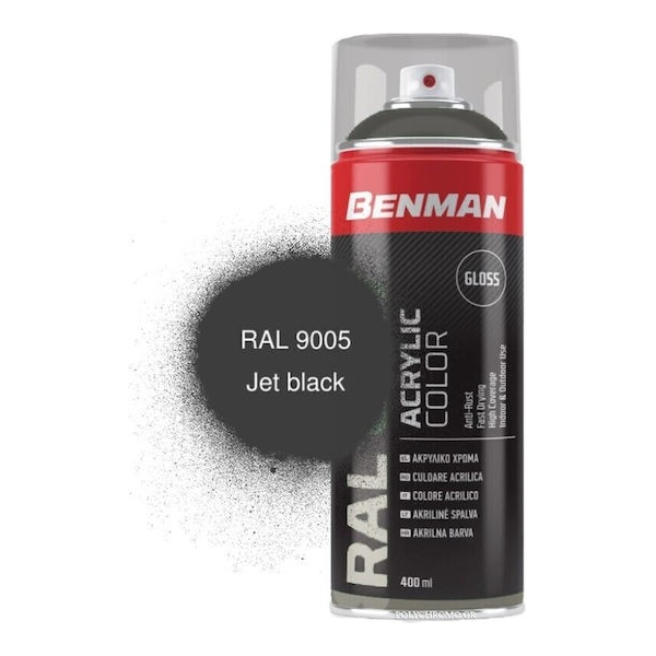 Benman 28526 400ml RAL 9005 Jet Black Σπρέι Βαφής Μαύρο Γυαλιστερό