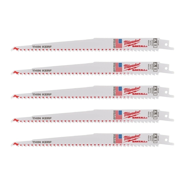 Milwaukee 48005036 Σετ 5τμχ Λάμες Σπαθοσέγας 230x6 για Ξύλο με Καρφιά