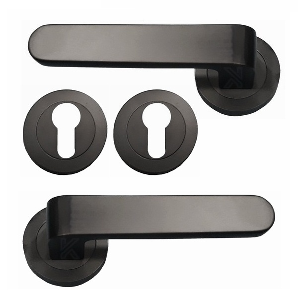 Πόμολα Εξώπορτας Ροζέτα Φιξ (Ζευγάρι) Μαύρο Α-6839C MB