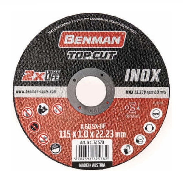 Δίσκος Κοπής Σιδήρου INOX Φ125x1,00 Topcut Benman 72579