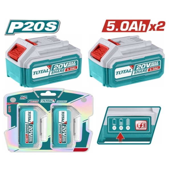 TOTAL TOSLI240464E Σετ 2 Μπαταρίες 20V 2x5Ah