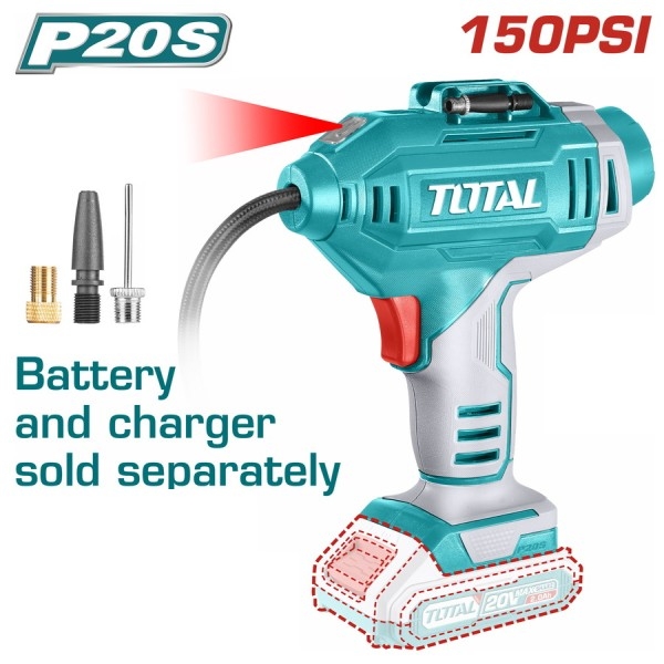 Total TACLI2018 Κομπρεσεράκι Αέρος Αυτοκινήτου 150PSI 20V SOLO Χωρίς Μπαταρία & Φορτιστή