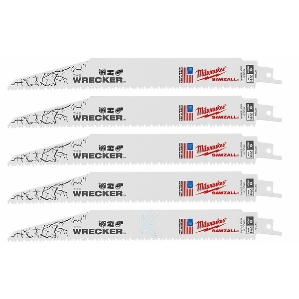 Milwaukee 48005706 5τμχ 230mm 7/11TPI Λάμες Σπαθοσέγας Μετάλλου & Ξύλου WRECKER