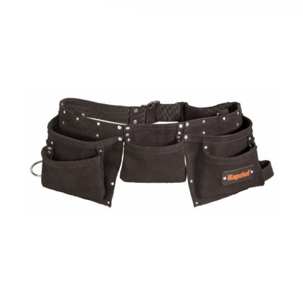 Ποδιά Οικοδομής 8 Θέσεων Δερμάτινη Διπλή με Ζώνη Kapriol 25057