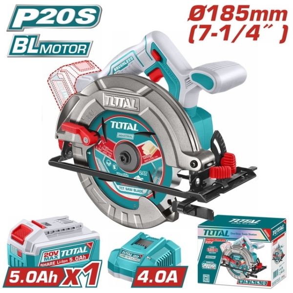 TOTAL TSLI18513E Δισκοπρίονο Φ185 20V 1x5Ah Brushless