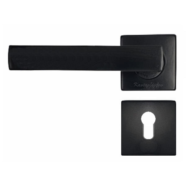 Πόμολα Εξώπορτας Αριστερό Ροζέτα Μαύρο 52081