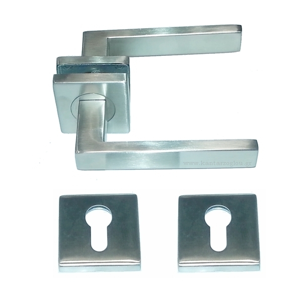 Πόμολα Εξώπορτας Ροζέτα Φιξ (Ζευγάρι) Ανοξείδωτο 3001-C