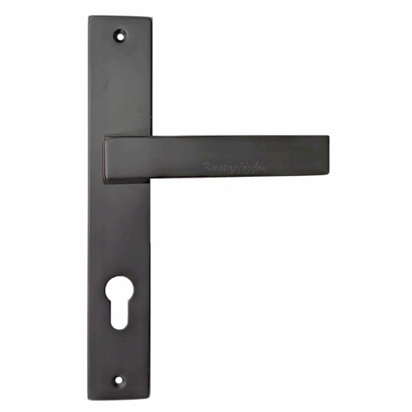 Πόμολα Εξώπορτας Ζευγάρι Πλάκα Μαύρο Ματ Α22