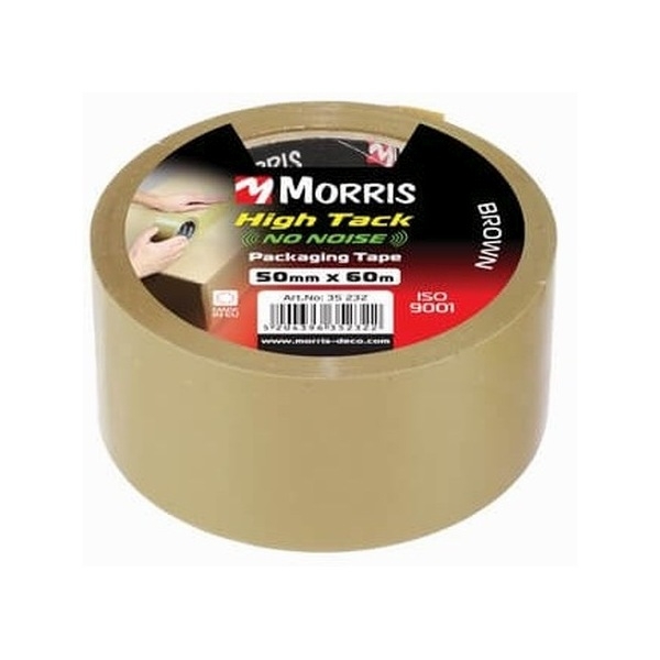 Ταινία Συσκευασίας Καφέ Αθόρυβη 50mm x 60m Morris 35232