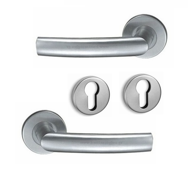 Πόμολα Εξώπορτας Ροζέτα Φιξ (Ζευγάρι) Ανοξείδωτο GSH-26C