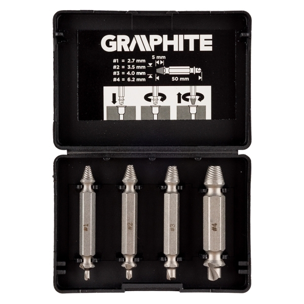 GRAPHITE 54T429 Εξωλκείς Σπασμένων Βιδών σετ 4 τεμ.