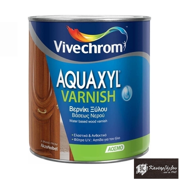 AQUAXYL VARNISH 0,75L 711 Βέγκε Βερνίκι Εμποτισμού Ξύλου Βάσεως Νερού Σατινέ