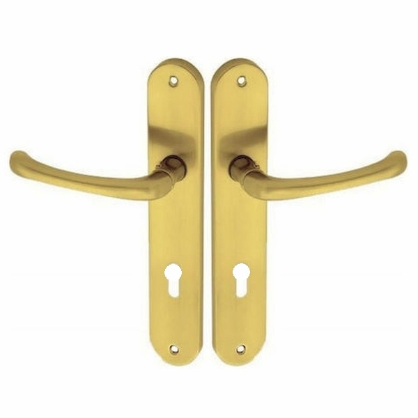 Πόμολα Εξώπορτας Πλάκα Φιξ Χρυσό Ματ Ζευγάρι Import Hellas 215