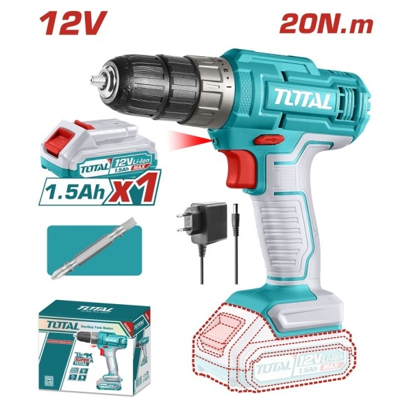 TOTAL TDLI1218 Δραπανοκατσάβιδο Μπαταρίας 12V 1x1,5Ah 20Nm