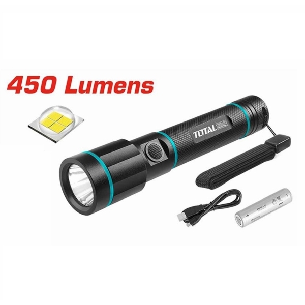 Total TCFL1865051 Επαναφορτιζόμενος Φακός LED 50-450lm