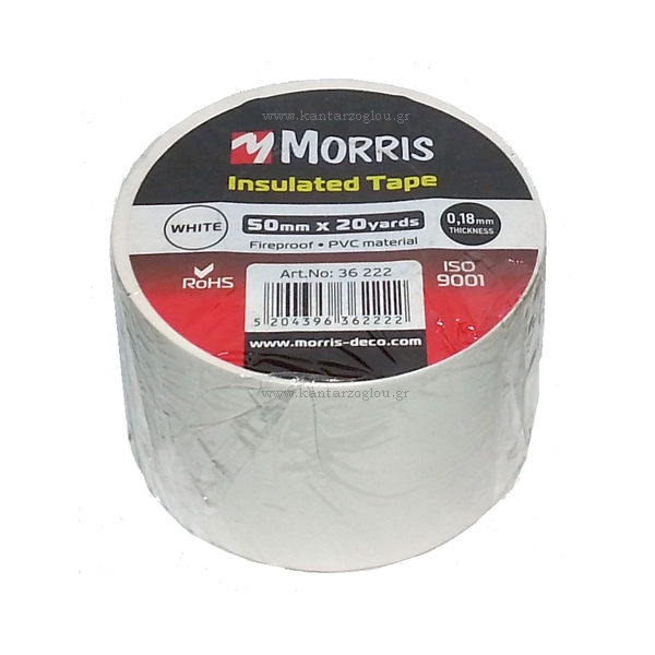 Ταινία Ηλεκτρολόγου Λευκή 50mm x 18m Morris