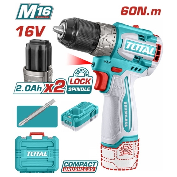 TOTAL TDLI16682 Δραπανοκατσάβιδο 60nm 16V 2x2Ah
