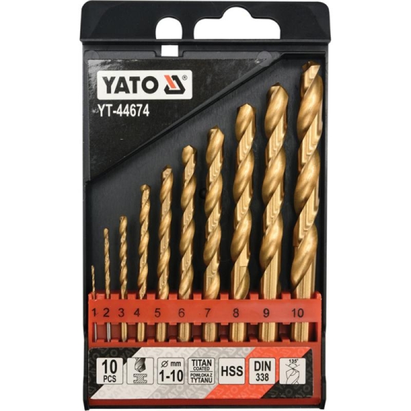 YATO YT-44674 Τρυπάνια Τιτανίου Σετ 10τμχ 1-10mm