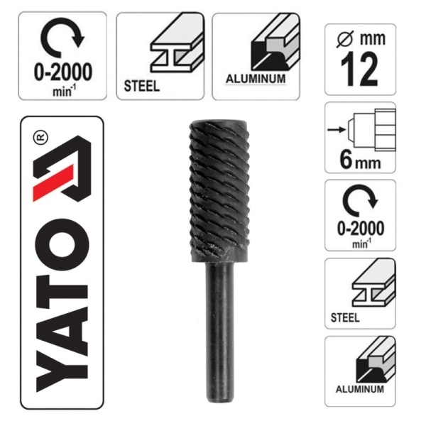 YATO YT-61702 Περιστροφική Λίμα Μετάλλου Κυλινδρική 12mm