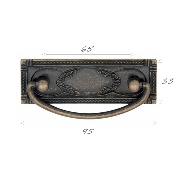 Λαβή Συρταριέρας Κρεμαστή Με Πλάκα Σκουριά 65mm Import Hellas 5038