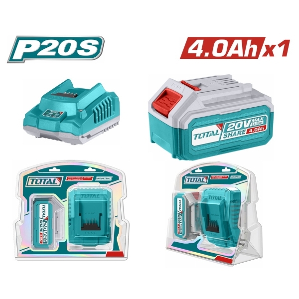 Total TFBCPK1214 Σετ Μπαταρία 20V 4Ah + Φορτιστής
